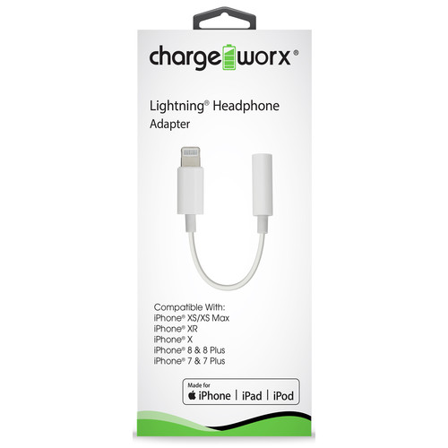 Chargeworx CHA-CX4752WH FOR IPHONE LIGHTNING AUX ADAPTER