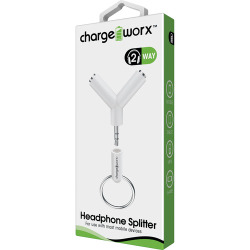 Chargeworx CHA-CX5007WH  2-WAY HEADPHONE SPLITTER "Y" SHAPE WHITE