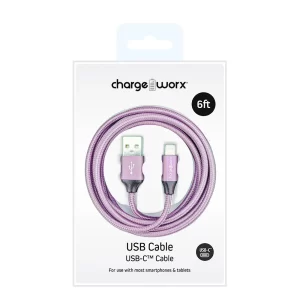 Chargeworx CHA-CX4861LP  6 FT USB C TO A CABLE CLEAR BOX PACKAGE
