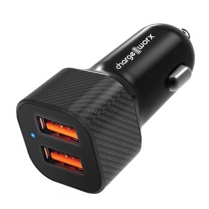 Chargeworx CHA-CX3039BK  Car-Charger Dual-USB 3.4A LIGHTED BLACK