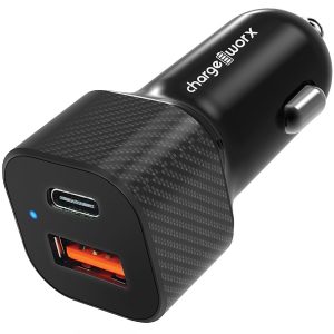 Chargeworx CHA-CX3051RG C-TYPE  Car-Charger USB-C & USB-A 3 1-AMP 2-USB-Port  Black