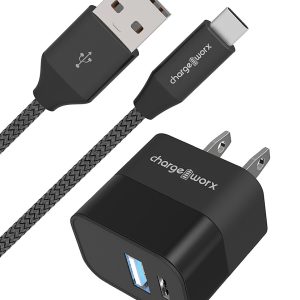 Chargeworx CHA-CX3224BK TYPE - C  6-FT TYPE C CABLE & WALL CHARGER (3054 & 4748)