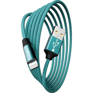 Chargeworx CHA-CX4859TQ  10-FT LIGHTNING CABLE CLEAR BOX PKG TURQUOISE