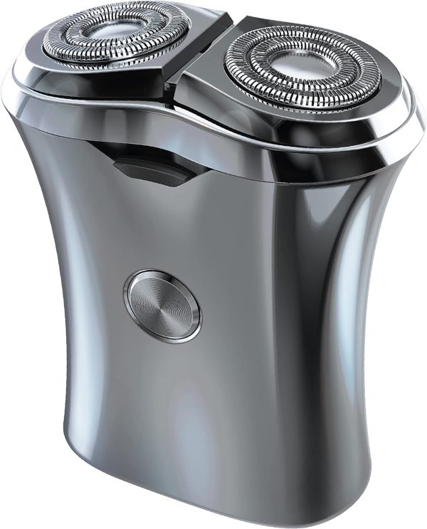 Perry Ellis PER-PM200SL TRAVEL SHAVER W/ DUAL ROTARY HEADS SILVER