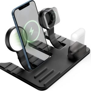 Chargeworx CHA-CX5322BK  IPHONE 12/AIRPODS/WATCH SILICONE HOLDER 3-IN-1