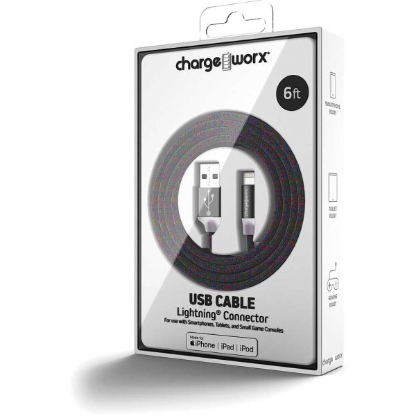 Chargeworx CHA-CX1020MC  6-FT LIGHTNING CABLE MULTI-COLOR