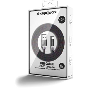 Chargeworx CHA-CX1061MC  10-FT USB-C CABLE MULTI-COLOR