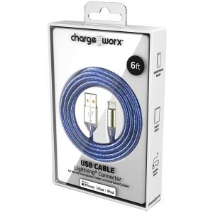 Chargeworx CHA-CX1100DB  6-FT LIGHTNING CABLE DARK BLUE