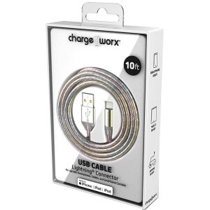 Chargeworx CHA-CX1121MC  10-FT LIGHTNING CABLE MULTI-COLOR