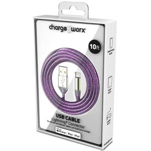 Chargeworx CHA-CX1131VT  ( IPHONE ) 10-FT LIGHTNING CABLE VIOLET