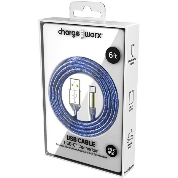 Chargeworx CHA-CX1140DB  6-FT  USB-C  Dark-Blue