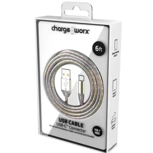 Chargeworx CHA-CX1160MC  6-FT USB-C CABLE MULTI-COLOR