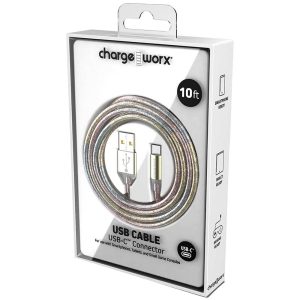 Chargeworx CHA-CX1161MC  10-FT USB-C CABLE MULTI-COLOR