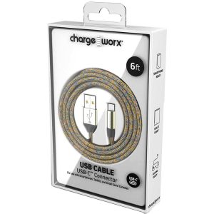 Chargeworx CHA-CX1230MC  6-FT USB-C CABLE  MULTI-COLOR