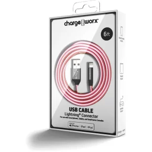 Chargeworx CHA-CX1270PK  6-FT LIGHTNING CABLE PINK