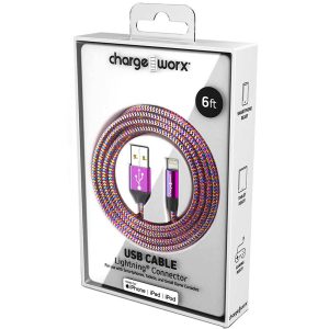 Chargeworx CHA-CX1350MC  6-FT LIGHTNING CABLE MULTI-COLOR