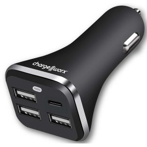 Chargeworx CHA-CX2008BK  Car Charger 4-Port USB BK BLACK