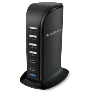 Chargeworx CHA-CX2107BK  6 PORT CHARGING STATION USB & USB-C RAPID CHARGE