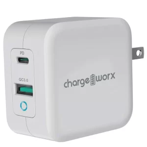 Chargeworx CHA-CX3029WH FOR LAPTOP ( 65W ) A + C PD WALL CHARGER 65W DUAL PORT