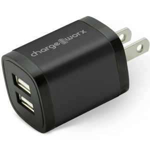 Chargeworx CHA-CX3075BK  2.4A DUAL USB WALL CHARGE