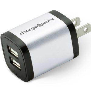 Chargeworx CHA-CX3075SL  2.4A DUAL USB WALL CHARGE