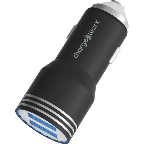 Chargeworx CHA-CX3076BK  2.4A DUAL USB CAR CHARGER