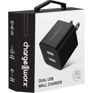 Chargeworx CHA-CX3080BK  2.4A DUAL USB WALL CHARGER