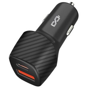 Chargeworx CHA-CX3091BK 30W FAST CAHRGER ( C-TYPE )  PD Car Charger Dual Port 30W USB-C & USB-A BK/SIL