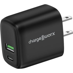 Chargeworx CHA-CX3097BK   FAST CAHRGER ( C-TYPE )  20W DUAL PORT PD WALL CHARGER