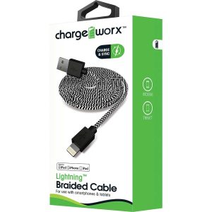 Chargeworx CHA-CX4538BK  SYNC & CHARGE CABLE BRAIDED LIGHTNING 3FT/1M