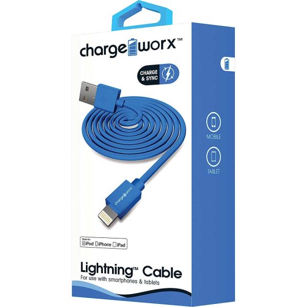 Chargeworx CHA-CX4600BL  SYNC & CHARGE CABLE LIGHTNING 1M/3FT BLUE