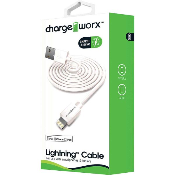 Chargeworx CHA-CX4600WH  SYNC & CHARGE CABLE LIGHTNING 1M/3FT WHITE