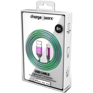Chargeworx CHA-CX4840IR  6 FT LIGHTNING CABLE CLEAR BOX PACKAGE