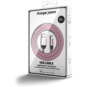 Chargeworx CHA-CX4858LP  6 FT LIGHTNING CABLE CLEAR BOX PACKAGE