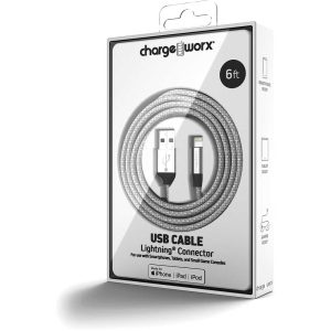 Chargeworx CHA-CX4858SL  6 FT LIGHTNING CABLE CLEAR BOX PACKAGE