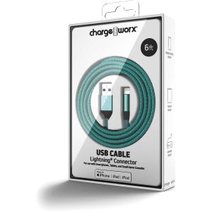 Chargeworx CHA-CX4858TL  6 FT LIGHTNING CABLE CLEAR BOX PACKAGE