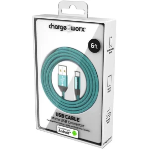 Chargeworx CHA-CX4861TQ  6-FT USB-C CABLE  OPEN FACE PKG TURQUOISE
