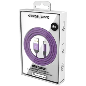 Chargeworx CHA-CX4861VT  6-FT USB-C CABLE VIOLET OPEN FACE PKG