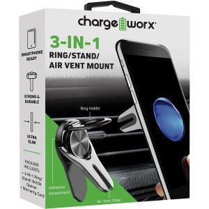 Chargeworx CHA-CX5247BK  Phone Ring Stand Vent Mount