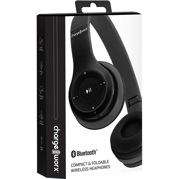 Chargeworx CHA-CX590BK  SMALL FOLDABLE BT HEADPHO TRAVEL SERIES
