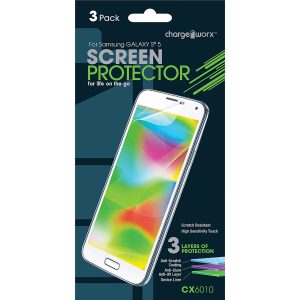 Chargeworx CHA-CX6010  Samsung GALAXY S5 Screen protector 3 pk