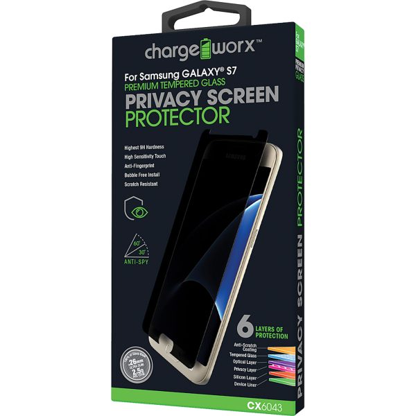 Chargeworx CHA-CX6043  GALAXYS7 PRIVACY GLASS SCREEN PRO BOX PKG