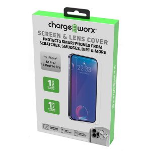 Chargeworx CHA-CX6083  GLASS SCREEN PROTECTOR IPHN 13/14 + LENS PROT