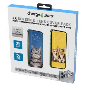 Chargeworx CHA-CX6090  GLASS SCREEN PROTECTOR IPHN 13/14 PRO  + LENS