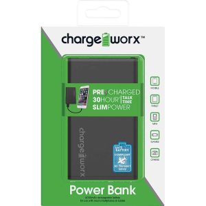 Chargeworx CHA-CX6585BK  POWERBANK 5000mah SLIM LED INDICATOR W/CABLE BLK