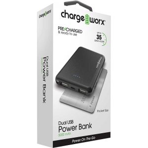 Chargeworx CHA-CX6826BK  SUPER SLIM 5000 MAH POWER BANK