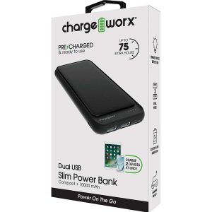 Chargeworx CHA-CX6861BK  10000 MAH POWER BANK WIT WITH LED
