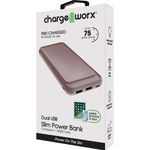 Chargeworx CHA-CX6861RG  10000 MAH POWER BANK WITH LED