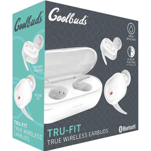 Coby CoolBuds CPETW524WH TWS TOUCH EARBUDS BT WHI W/ CHARGING CASE MIC