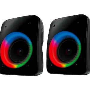 Coby CPA640BK Party-Speaker Mini-4" BLK 2-Pack CPA540 Round Light